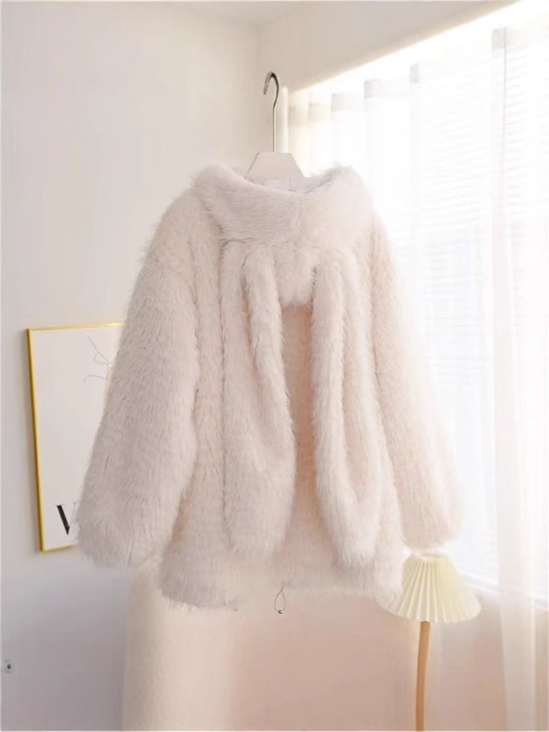 Bunny Babe Fuzzy Hoodie Cardigan