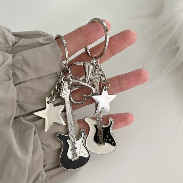 Y2K Bass Guitar Star Keychain