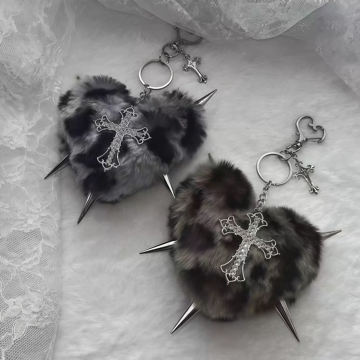 Punk Plush Heart Bag Charm