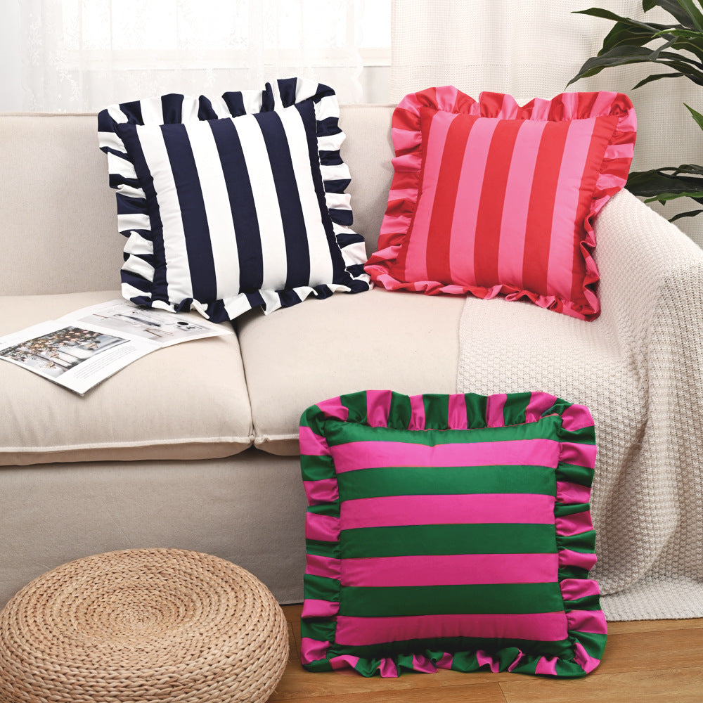 Y2k Ruffle Stripe Pillow Case