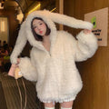 Bunny Babe Fuzzy Hoodie Cardigan