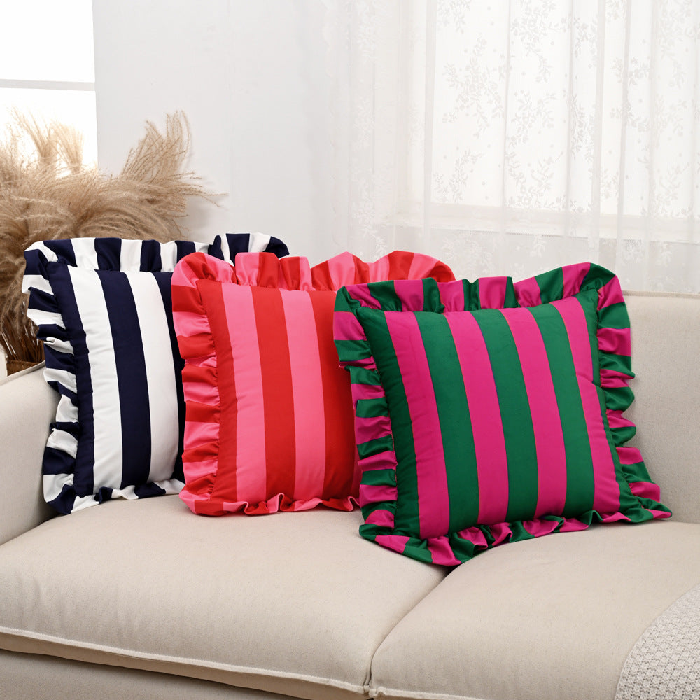 Y2k Ruffle Stripe Pillow Case