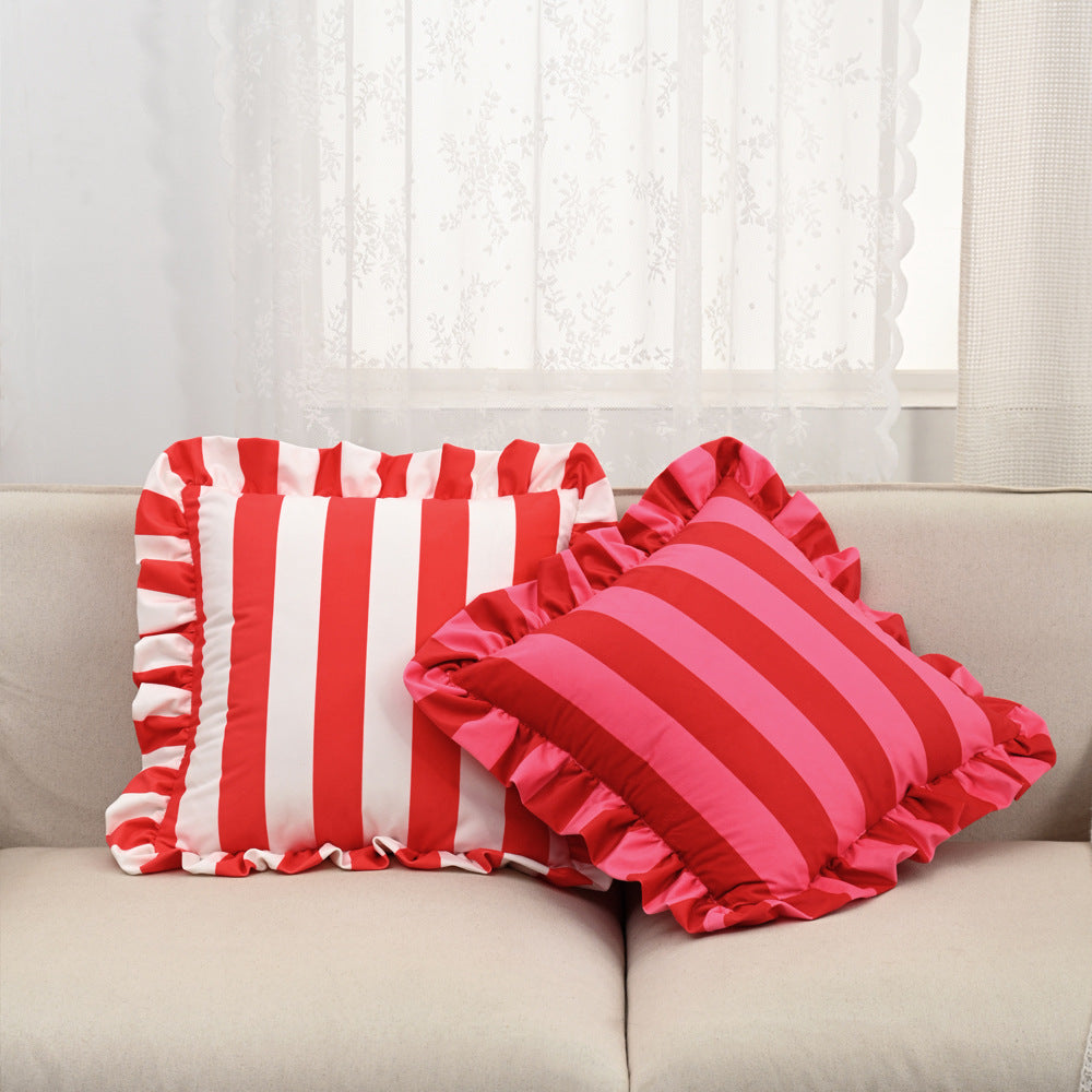 Y2k Ruffle Stripe Pillow Case