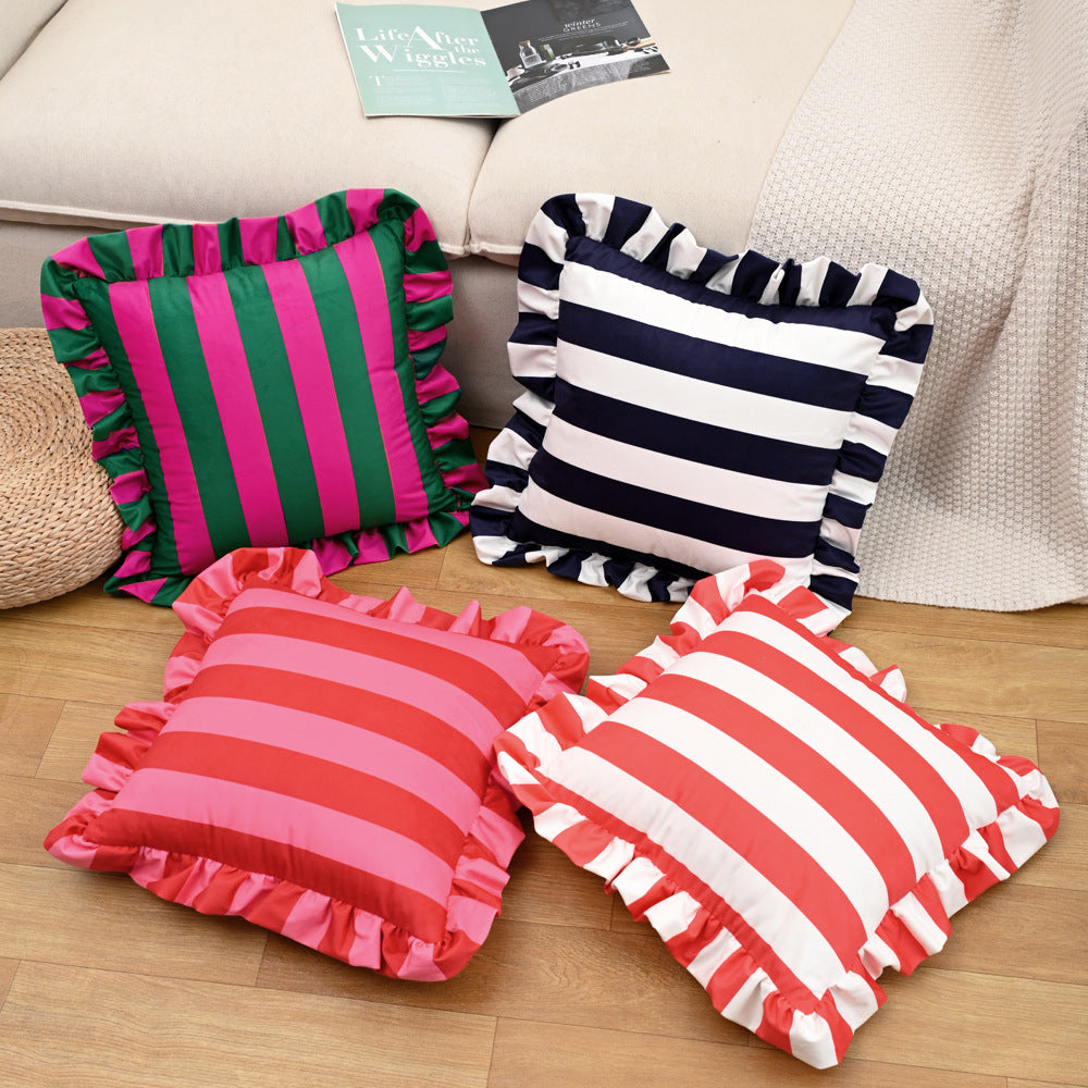 Y2k Ruffle Stripe Pillow Case