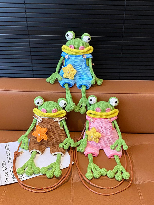 Quirky Frog Crochet Phone Crossbody Bag